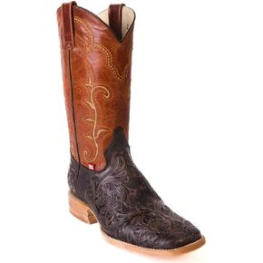 حذاء RockinLeather رجالي كلاسيكي مختوم من جلد البقر البرتقالي الريفي سهل الارتداء، مقدمة مربعة واسعة، حذاء منتصف الساق للرجال، مريح، حذاء رعاة البقر الغربي التقليدي مصنوع يدويًا - 1190 in Kuwait