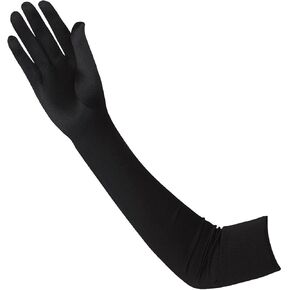 قفازات Vijiv 1920s Opera Satin Long 20s Gatsby Flapper Gloves 22 بوصة طول الكوع