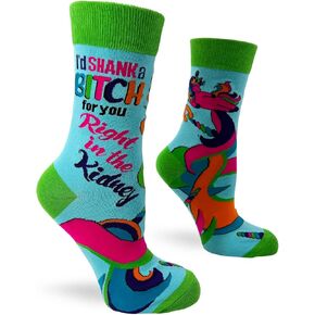 Fabdaz Women's Novelty Crew Socks I'd Shank a B-tch for You Right in The Kidney in Saudi Arabia