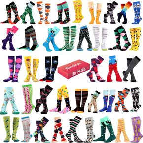 WeciBor 30 زوجًا من الجوارب النسائية العشوائية المضحكة متعددة الأنماط جوارب طويلة إلى الركب بالجملة in Kuwait