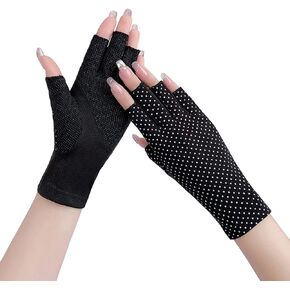 SUNTRADE Women Girls Summer Fingerless Gloves, Non-Slip UV Protection Driving Gloves Outdoor Gloves