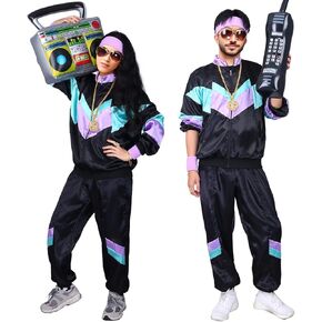 Mastparty 80s بدلة رياضية للرجال والنساء 90s ريترو الهيب هوب مجموعة أزياء شل البدلة موضوع ملابس الحفلات in Kuwait