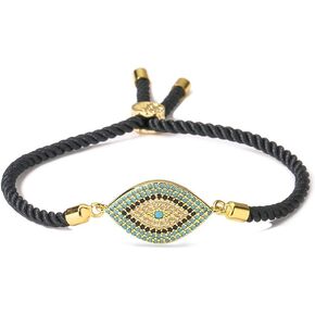 MEVESICUS Handmade Evil Eyes Moissanite Bracelet Cubic Zirconia Adjustable Slider Bracelet for Women Symbol of Luck and Renewal in Kuwait