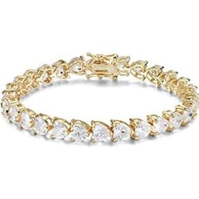 ADIRFINE 18K Gold Plated Cubic Zirconia Heart Tennis Bracelet in Saudi Arabia