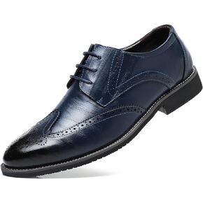 Men's Classic Leather Formal Business Oxford Wingtip Lace Up Retro Casual Dress Shoes for Men Comfortable