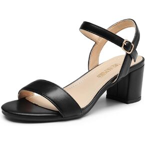 DREAM PAIRS Women's Chunky Low Heeled Sandals | Comfortable Open Toe Ankle Strap Classic Short Block Sandals with Buckle for Daily Work Wedding Party in Kuwait