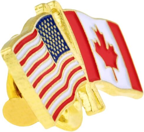 PinMart‘s USA and Canada Crossed Friendship Flag Enamel Lapel Pin - Country Flags Pins For Hats, Jackets, and Backpacks in Saudi Arabia
