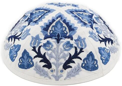 Yair Emanuel Tallit Prayer Shawl Set with Yarmulke and Tallis Bag | Silk Embroidered Oriental Pattern in Saudi Arabia