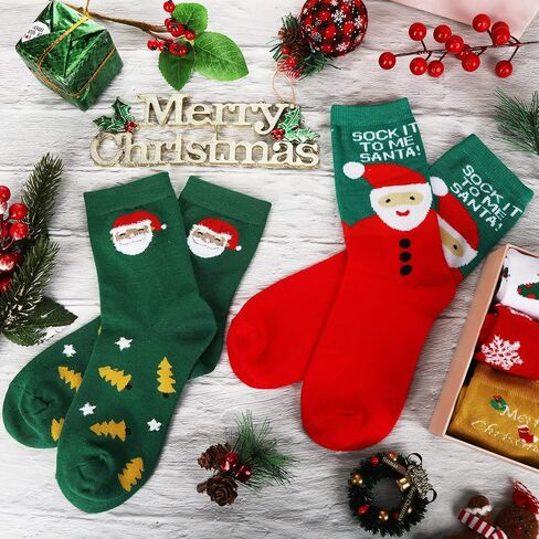 Handepo 20 زوجًا من جوارب عيد الميلاد وعطلات عيد الميلاد وطاقم العطلات جوارب عيد الميلاد المبتكرة والمضحكة الملونة للنساء والرجال، 20 طرازًا in Saudi Arabia