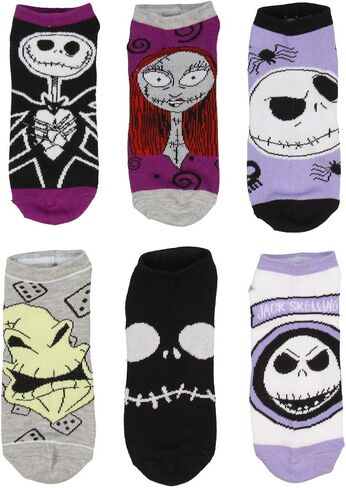 Disney Nightmare Before Christmas Jack Sally Oggie Boogie Character Ankle Socks 6 PK for Men and Women in Saudi Arabia