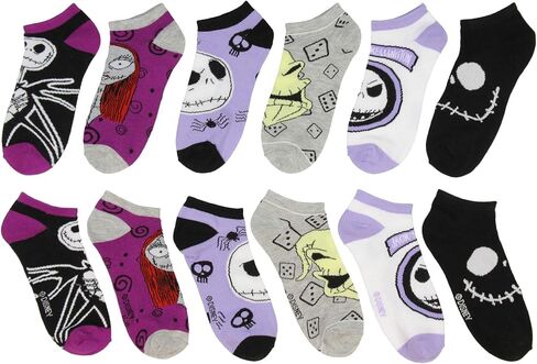 Disney Nightmare Before Christmas Jack Sally Oggie Boogie Character Ankle Socks 6 PK for Men and Women in Saudi Arabia