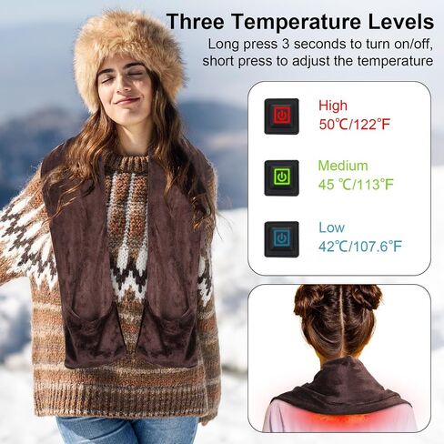 Mumufy Heated Scarf Rechargeable USB Heating Scarf with 2 Pockets Neck Heating Pad Neck Warmer Three Temp Setting (No Battery, No Power Bank) in Saudi Arabia