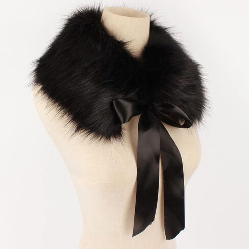 Felice Ann Women Fall Winter Warm Soft Faux Fur Collar Scarf Self Tie Warp Neck Warmer in Saudi Arabia