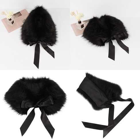 Felice Ann Women Fall Winter Warm Soft Faux Fur Collar Scarf Self Tie Warp Neck Warmer in Saudi Arabia