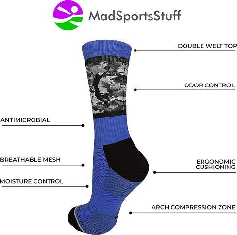 MadSportsStuff Basketball Socks with Player on Camo Athletic Crew Socks (multiple colors) in Saudi Arabia