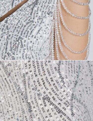 Elegant Sequin Dresses for Wedding Guest One Shoulder Dress for Women with Bead Maxi Formal Gowns in Saudi Arabia