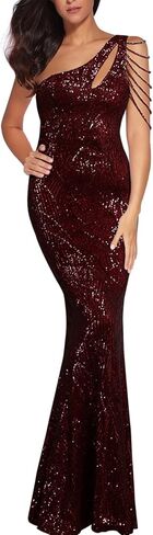 Elegant Sequin Dresses for Wedding Guest One Shoulder Dress for Women with Bead Maxi Formal Gowns in Saudi Arabia
