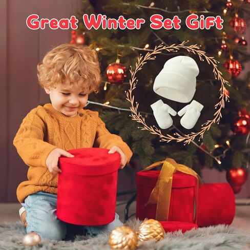 مجموعة قفازات وقفازات وقفازات من KDVOG للأطفال، قبعة شتوية دافئة للأولاد والبنات الصغار، لون موحد in Kuwait