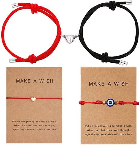 JczR.Y Attract Couple Bracelet 7 Knot Red Rope Evil Bracelet Mutual Attraction Heart Bracelet Matching Couples Bracelets Set for Him And Her Women Friendship Rope Jewelry 4 Pcs in Kuwait