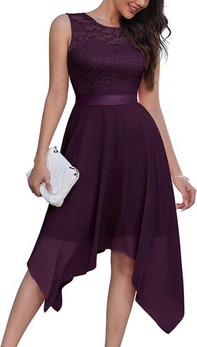 فستان BeryLove للسيدات للحفلات الراقصة وحفلات الزفاف والضيوف من الدانتيل على شكل حرف A من الشيفون لحفلات الكوكتيل in Kuwait