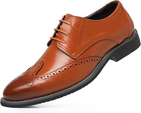 Men's Classic Leather Formal Business Oxford Wingtip Lace Up Retro Casual Dress Shoes for Men Comfortable in Saudi Arabia
