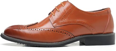 Men's Classic Leather Formal Business Oxford Wingtip Lace Up Retro Casual Dress Shoes for Men Comfortable in Saudi Arabia