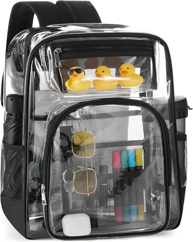 حقيبة ظهر شفافة من SYNPOS باللون الأزرق للبالغين، حقيبة ظهر شفافة شديدة التحمل ومعتمدة للأولاد والبنات في المدارس in Kuwait