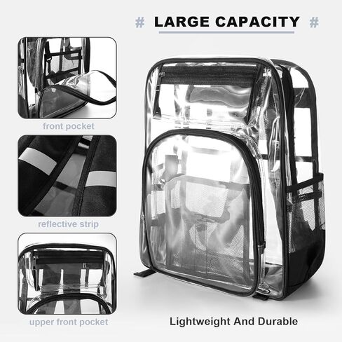 حقيبة ظهر شفافة من SYNPOS باللون الأزرق للبالغين، حقيبة ظهر شفافة شديدة التحمل ومعتمدة للأولاد والبنات في المدارس in Kuwait