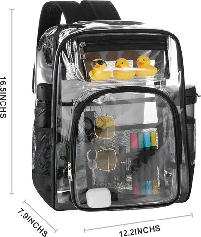 حقيبة ظهر شفافة من SYNPOS باللون الأزرق للبالغين، حقيبة ظهر شفافة شديدة التحمل ومعتمدة للأولاد والبنات في المدارس in Kuwait