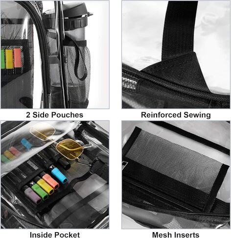 حقيبة ظهر شفافة من SYNPOS باللون الأزرق للبالغين، حقيبة ظهر شفافة شديدة التحمل ومعتمدة للأولاد والبنات في المدارس in Kuwait