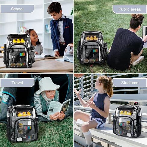 حقيبة ظهر شفافة من SYNPOS باللون الأزرق للبالغين، حقيبة ظهر شفافة شديدة التحمل ومعتمدة للأولاد والبنات في المدارس in Kuwait