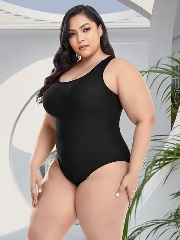 بدلة سباحة نسائية من قطعة واحدة من Annbon بتصميم عتيق مقاس كبير، بدلة سباحة مونوكيني محافظة in Kuwait