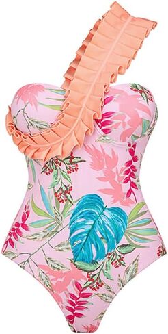 Women's One Piece Swimsuit with Cover up Wrap Skirt Floral Sarong Tummy Control Beach Bikini Set Bathing Suit in Kuwait