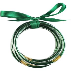 Caiyao خفيفة الوزن الملونة بريق هلام الخرز شغل أساور تكويم أساور سيليكون مع BOWKNOT مجموعة لطيف جميل تألق مجوهرات للنساء الفتيات in Kuwait