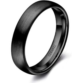 SOMEN TUNGSTEN 4mm 6mm 8mm Black Ceramic Rings Brushed Comfort Fit Engagement Wedding Band Size 4-13