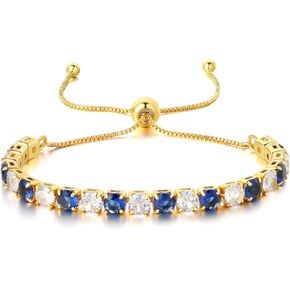 GW Tennis Bracelet for Women Adjustable Slider 14K gold plated 4mm cubic zirconia Tennis Bracelet Classic Bracelet Fashion Jewelry Gift for Women Girl