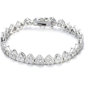 ADIRFINE 18K Gold Plated Cubic Zirconia Heart Tennis Bracelet
