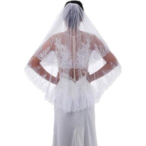 Aularso Wedding Veils 2 Tier Veils for Brides Long Bridal Veil With Comb for Brides 118’’