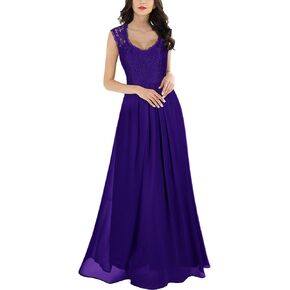 Miusol Women's Casual Deep- V Neck Sleeveless Vintage Wedding Maxi Dress