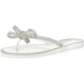 NICOLE MILLER Festes Women's Sandals - Rhinestone Flip Flops Beach Flat Sandals - Unique Style Sandals for Summer Beach - Bow Sandals for Women - Cute & Comfortable Slides for Easy Walking in Kuwait