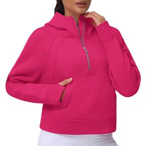 Tmustobe Women′s Half Zip Hoodies Long Sleeve Fleece Lined Pullover Sweatshirts Lounge Athletic Crop Tops with Pocket