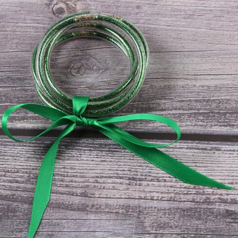 Caiyao خفيفة الوزن الملونة بريق هلام الخرز شغل أساور تكويم أساور سيليكون مع BOWKNOT مجموعة لطيف جميل تألق مجوهرات للنساء الفتيات in Kuwait