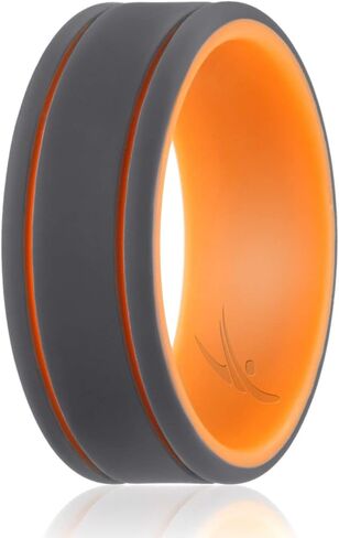 ROQ Silicone Wedding Ring for Men, Dome Style & 2 Thin Lines Duo Collection, Multi Packs, Various Colors in Kuwait