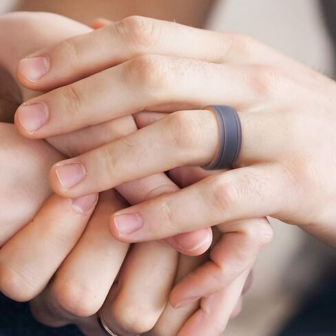 ROQ Silicone Wedding Ring for Men, Dome Style & 2 Thin Lines Duo Collection, Multi Packs, Various Colors in Kuwait