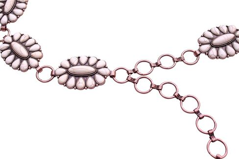 Wonderent Western Turquoise flower Concho Chain Belt No.2 in Kuwait