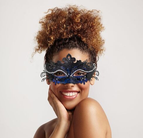 BCARICH Masquerade Mask Set for Couples, Women Metal Mask with Rhinestone and Men Venetian Style Mask for Cosplay Party in Kuwait