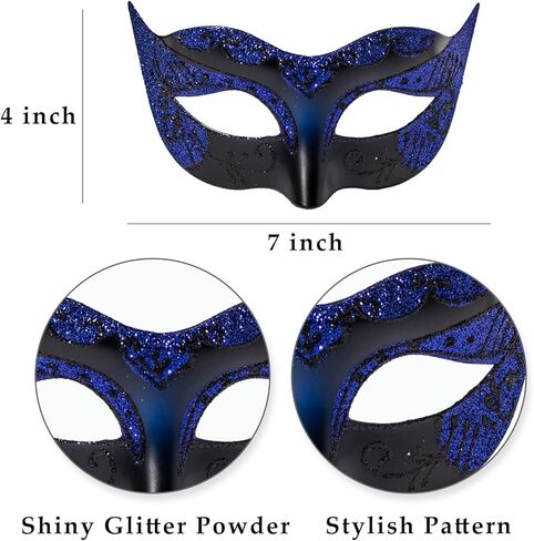 BCARICH Masquerade Mask Set for Couples, Women Metal Mask with Rhinestone and Men Venetian Style Mask for Cosplay Party in Kuwait