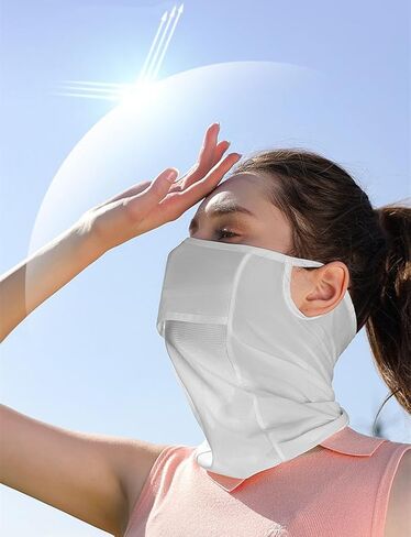 TOPORTY Women Sunscreen Mask Breathable Ice Silk Veil UV Protection Face Cover for Summer Outdoor Sports in Saudi Arabia