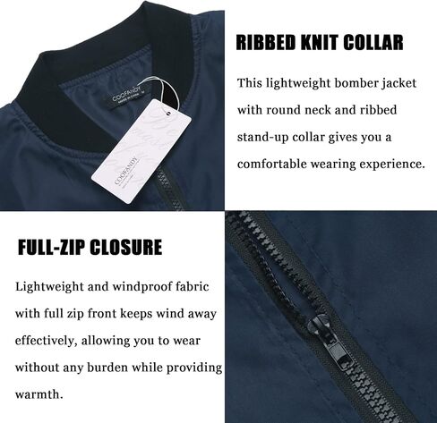 COOFANDY Men's Bomber Jacket Fashion Windbreaker Fall Winter Front Zip Jackets in Saudi Arabia