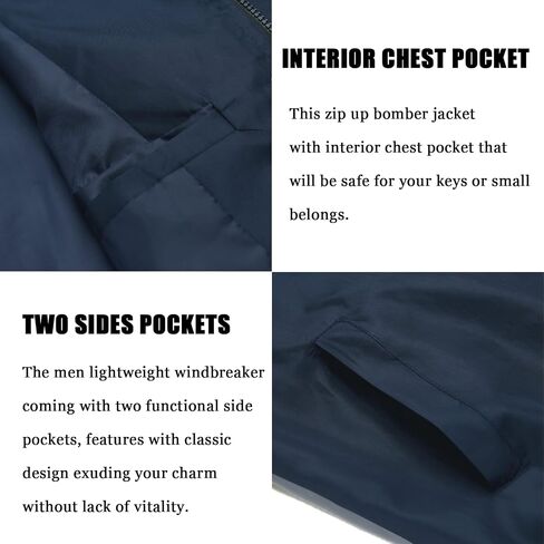 COOFANDY Men's Bomber Jacket Fashion Windbreaker Fall Winter Front Zip Jackets in Saudi Arabia